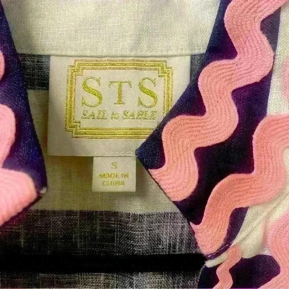 NWOT Sail To Sable Sleevless Classic Tunic w/ Ric Rac detail- Navy/White Stripes - Picture 8 of 9